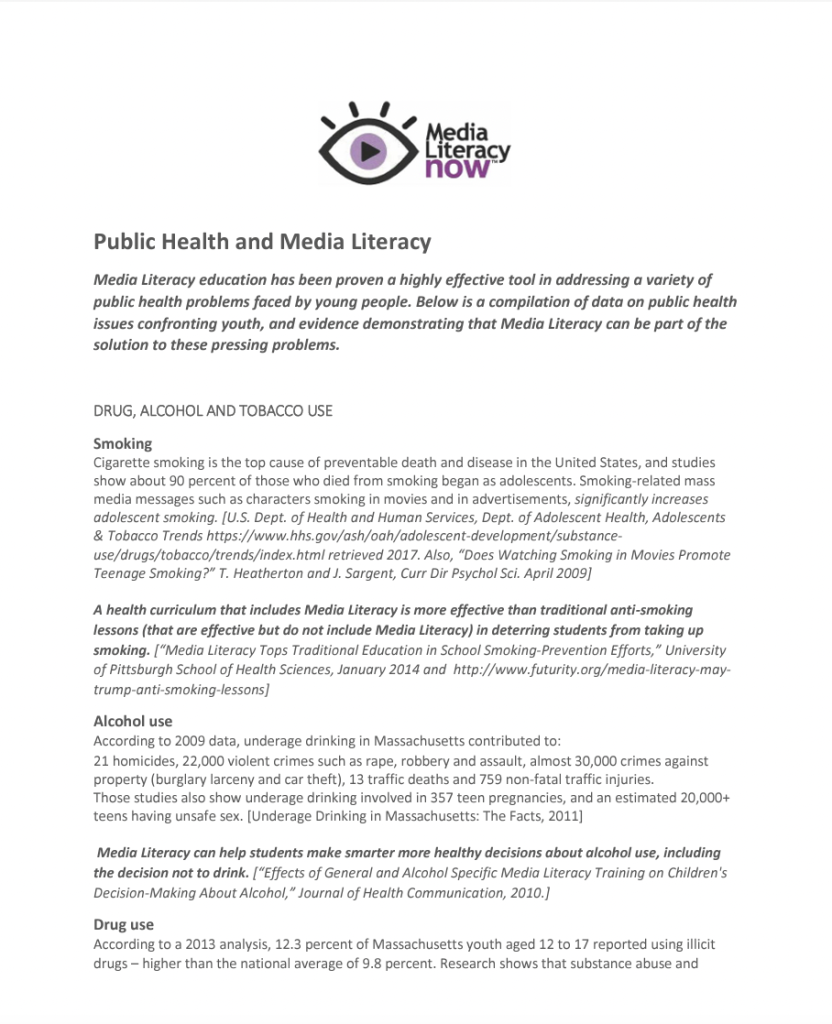 MLN Making the Connection: Media Literacy & Health